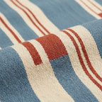 Blue Zanafi Kilim rug Siroua, handwoven broken line detail