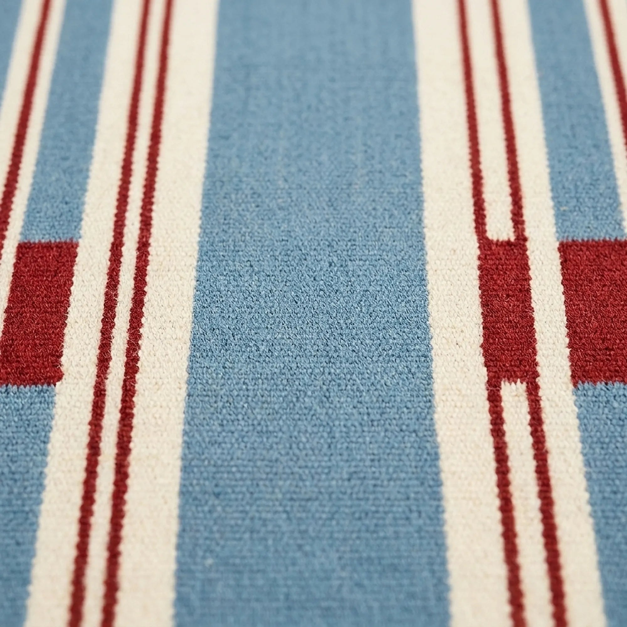 Blue Zanafi Kilim rug Siroua, natural wool flat-weave pattern detail