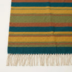 Teal Zanafi Kilim rug Skoura, handwoven border detail