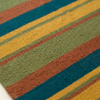 Teal Zanafi Kilim rug Skoura, bold stripe weave detail