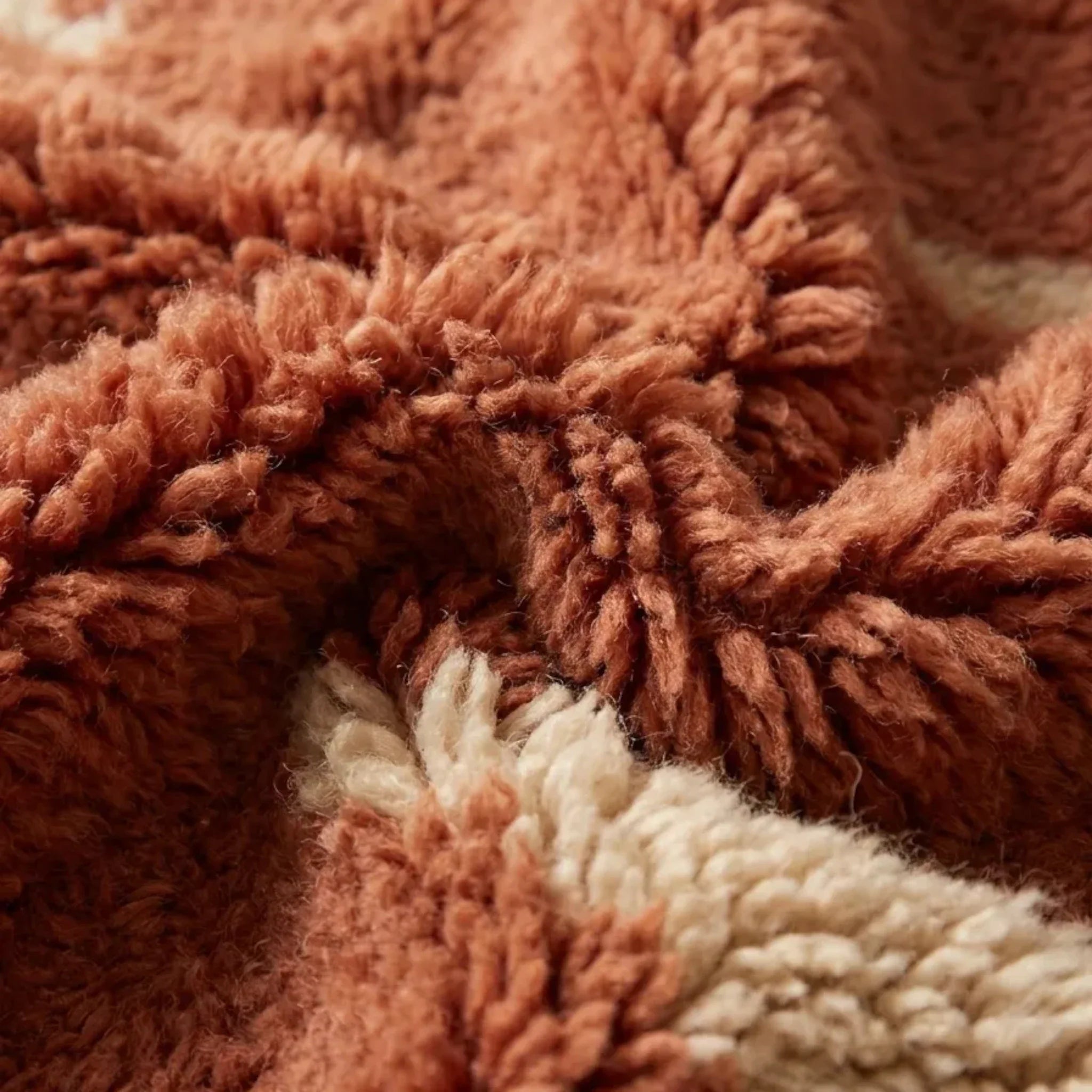 Tafra terracotta Beni Ourain rug natural wool texture