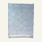 Blue Zanafi Kilim rug Tafraoute with framed diamond pattern, full rug view