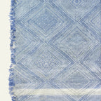 Blue Zanafi Kilim rug Tafraoute with framed diamond pattern, weave and border detail