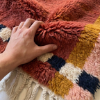 Tafukt terracotta Beni Ourain rug hand-touch craftsmanship detail