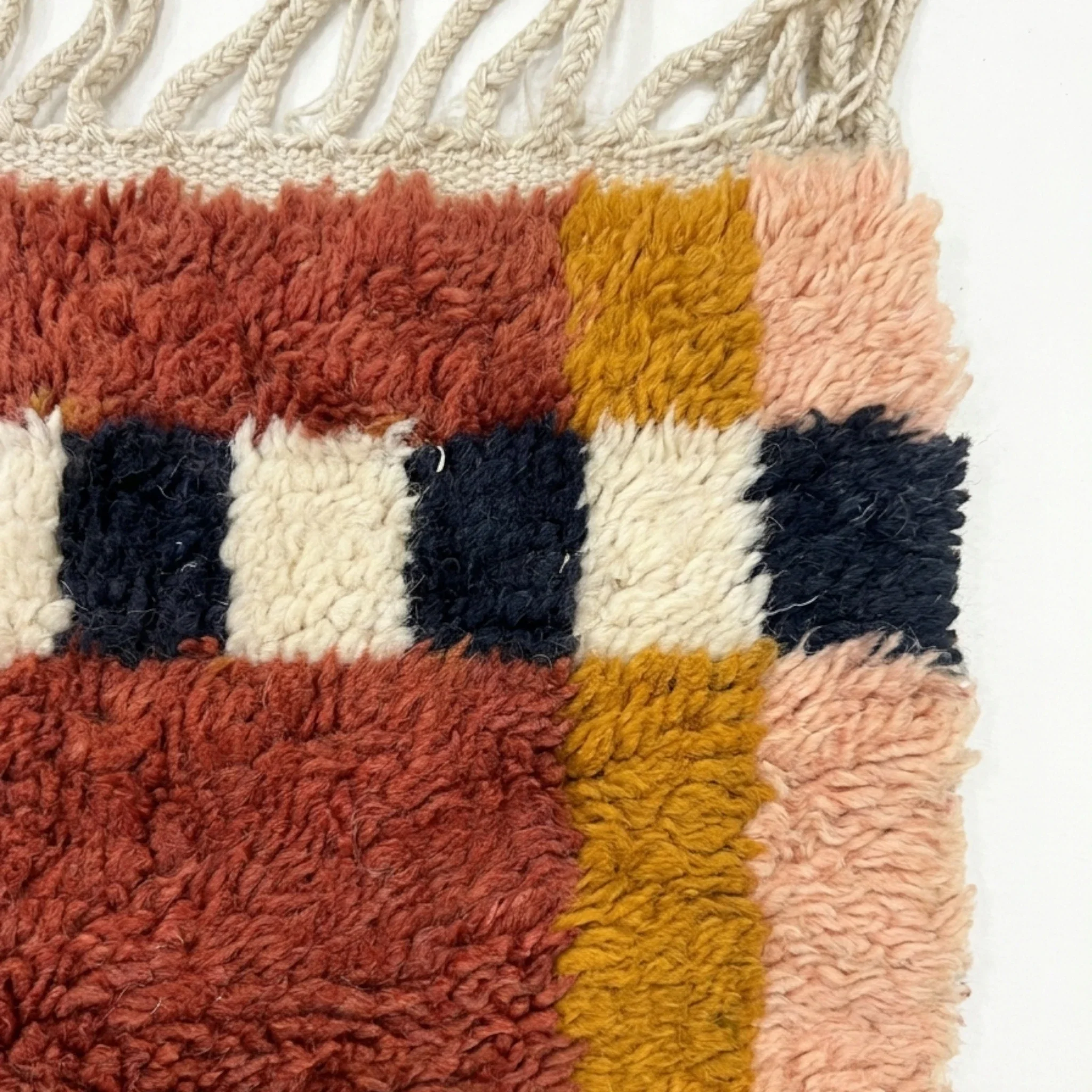 Tafukt terracotta Beni Ourain rug wool softness detail