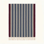 Navy, ivory and burgundy Zanafi rug Taghbalut with pinstripe design, full rug view