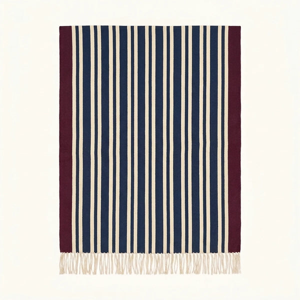 Navy Zanafi Rug – Pinstripe Design – Taghbalut