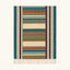 Teal Zanafi Kilim rug Tagmout with bordered multicolor stripes, full rug view