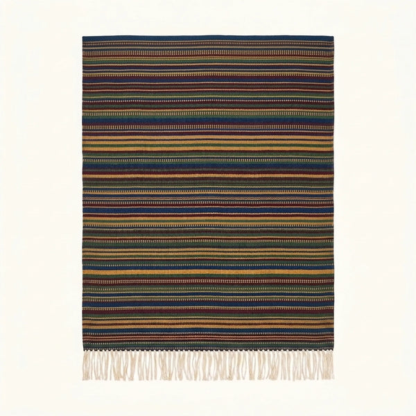 Navy Zanafi Kilim Rug – Fine Stripes – Taliouine