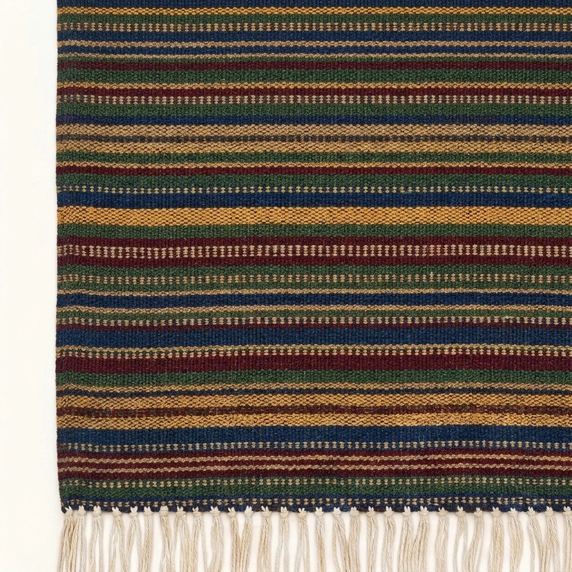 Navy Zanafi Kilim rug Taliouine, full-width weave detail