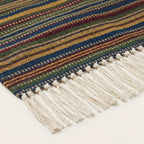 Navy Zanafi Kilim rug Taliouine, fringe and border detail