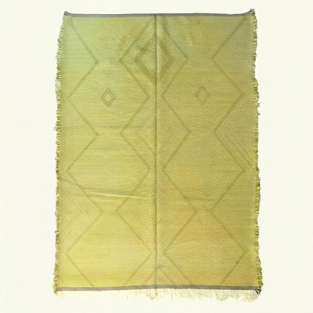 Lime Zanafi Kilim rug Tamanar with tonal diamond pattern, full rug view