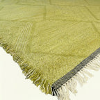 Lime Zanafi Kilim rug Tamanar with tonal diamond pattern, weave and border detail