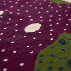 Burgundy Zanafi rug Tamellalt ivory dot motif and olive pattern detail