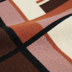 Terracotta Zanafi rug Tamnougalt linear block pattern and flat weave detail