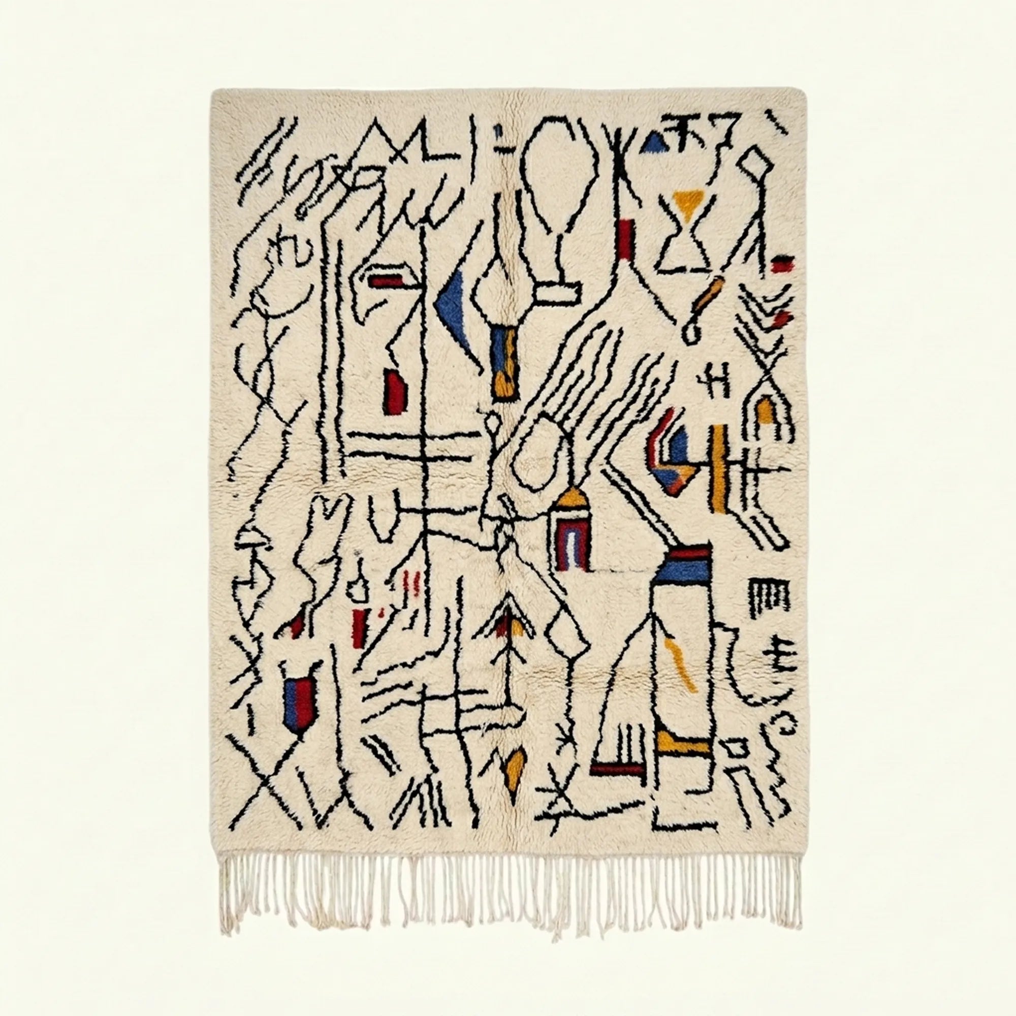 Tan Azilal Rug – Multicolor Abstract Pattern – Tafsut