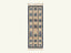 Flat lay of Tan, Slate Blue & Navy Mrirt runner showing three columns of slate blue pebbles separated by navy stripes with center cross-hatch motif