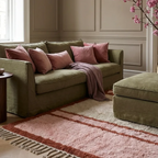 Tanirt blush Beni Ourain rug styled in a refined living room