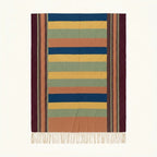 Terracotta Zanafi Kilim rug Taourirt with bordered color bands, full rug view