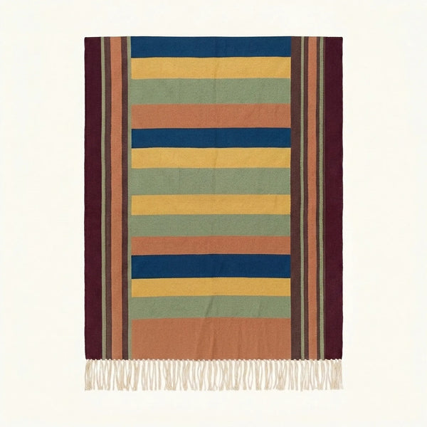 Rust Zanafi Kilim Rug – Color Bands – Taourirt