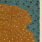 Ochre Zanafi rug Tassout dotted field and teal corner detail