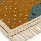 Ochre Zanafi rug Tassout dotted pattern and flat weave detail