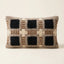 Taupe, Black & Rust Moroccan wool lumbar pillow, Ticked Grid design, 14 x 24 in