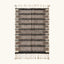 Full view of the Aksel taupe, charcoal and ivory Beni Ourain rug with a horizontal band design.