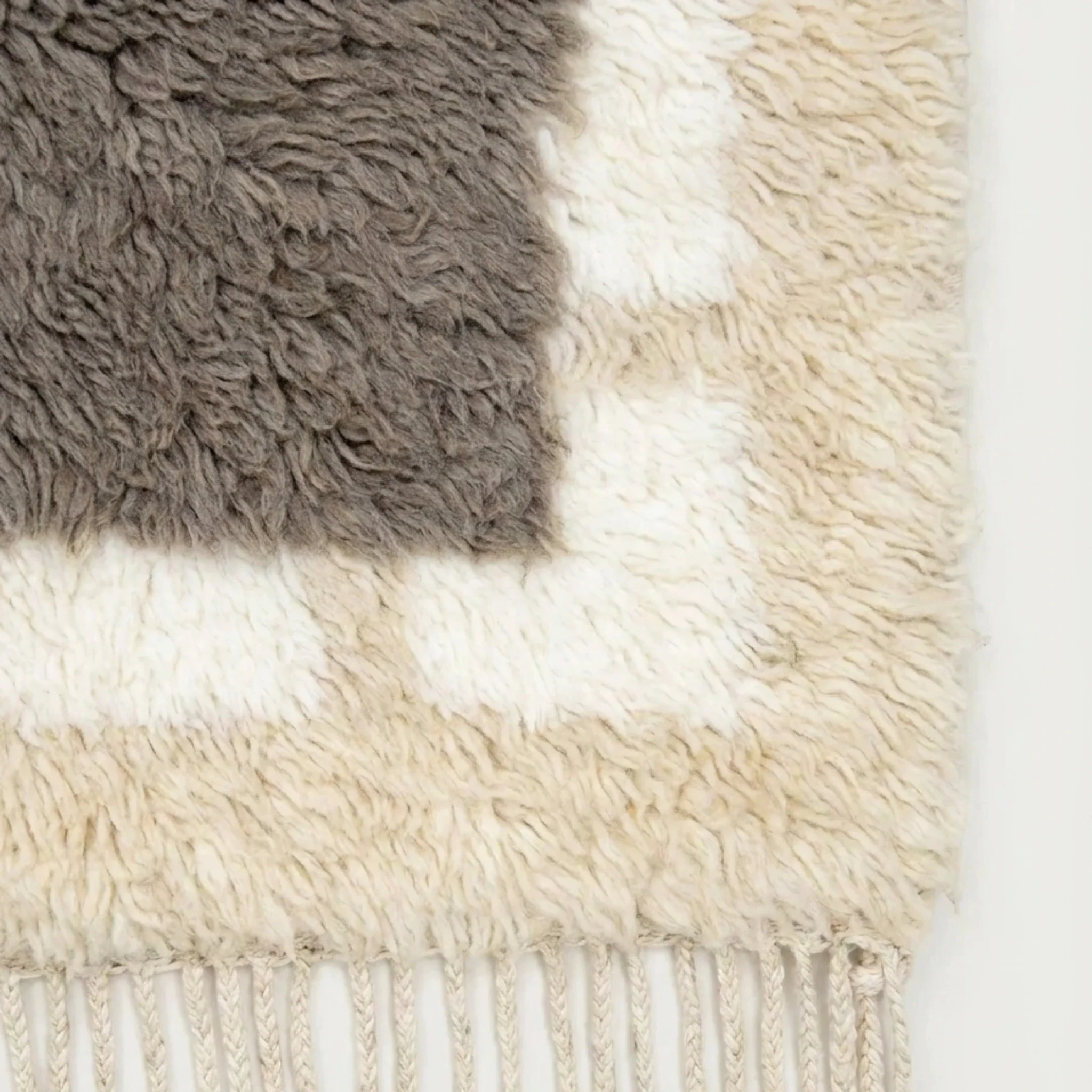 Taupe and ivory Beni Ourain rug detail