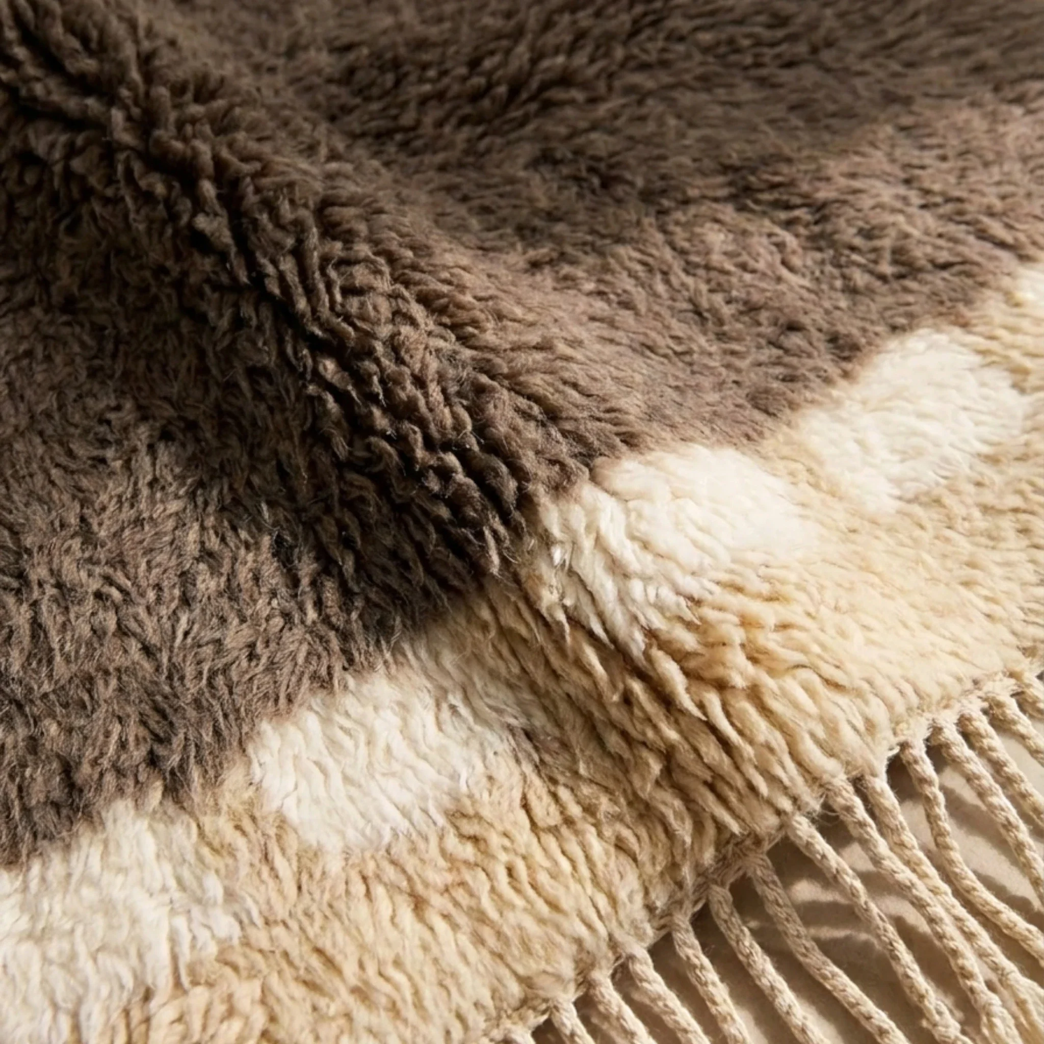 Taupe and ivory Beni Ourain rug detail