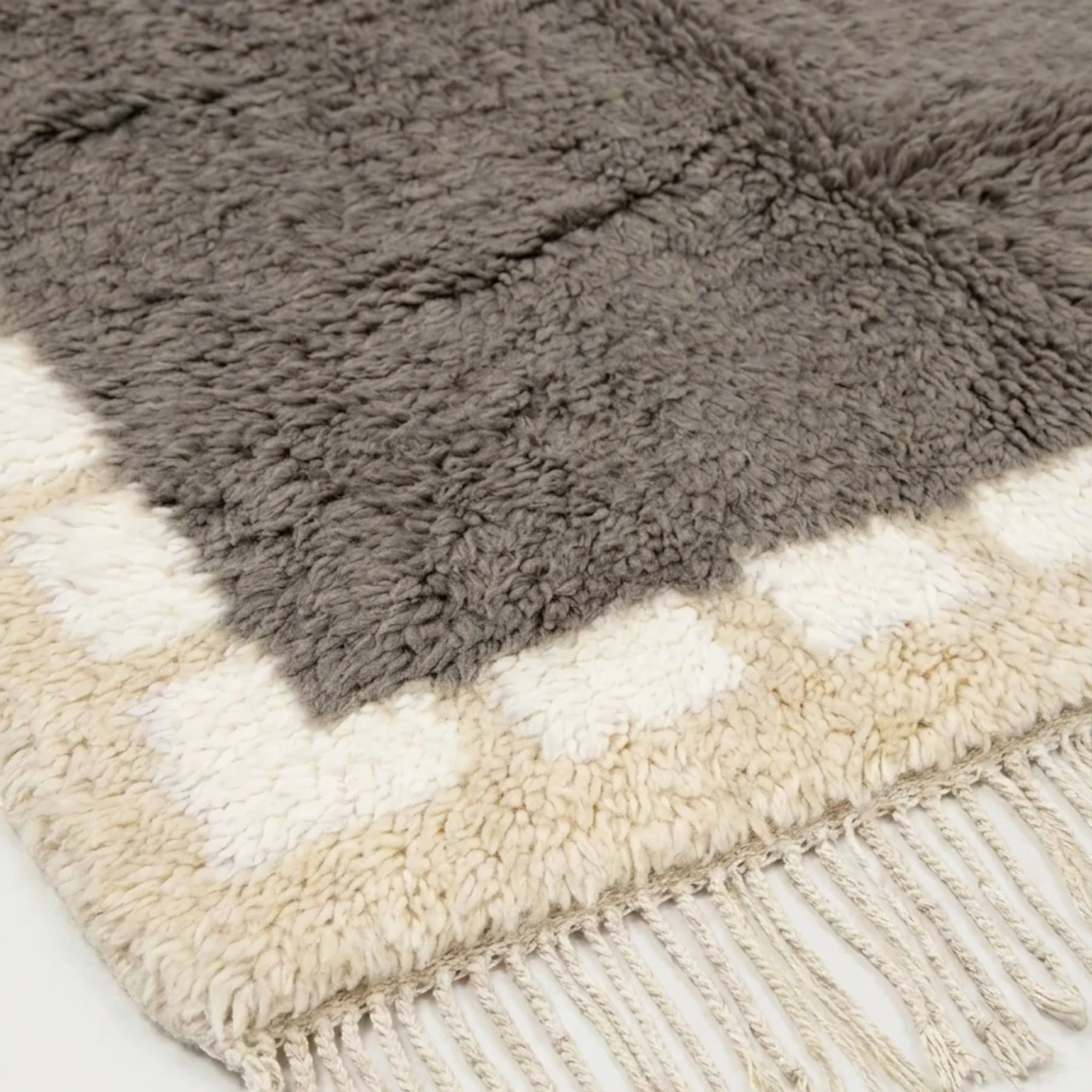 Taupe and ivory Beni Ourain rug detail
