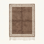 Full view of the Ayyur taupe and ivory Beni Ourain rug with a double border design.