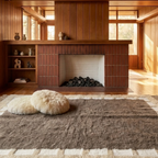 Taupe and ivory Beni Ourain rug in an interior