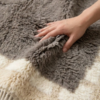 Taupe and ivory Beni Ourain rug softness detail