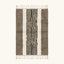Full view of the Imal taupe, ivory and black Beni Ourain rug with a central stripe design.