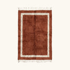 Tazdayt terracotta Beni Ourain rug with framed border design, full view