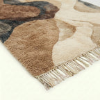 Blush & Teal Mrirt rug Azdar, organic color fields raised pile detail