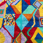 Close-up of the natural wool pile and woven texture of the Tifawt Boujaad rug.