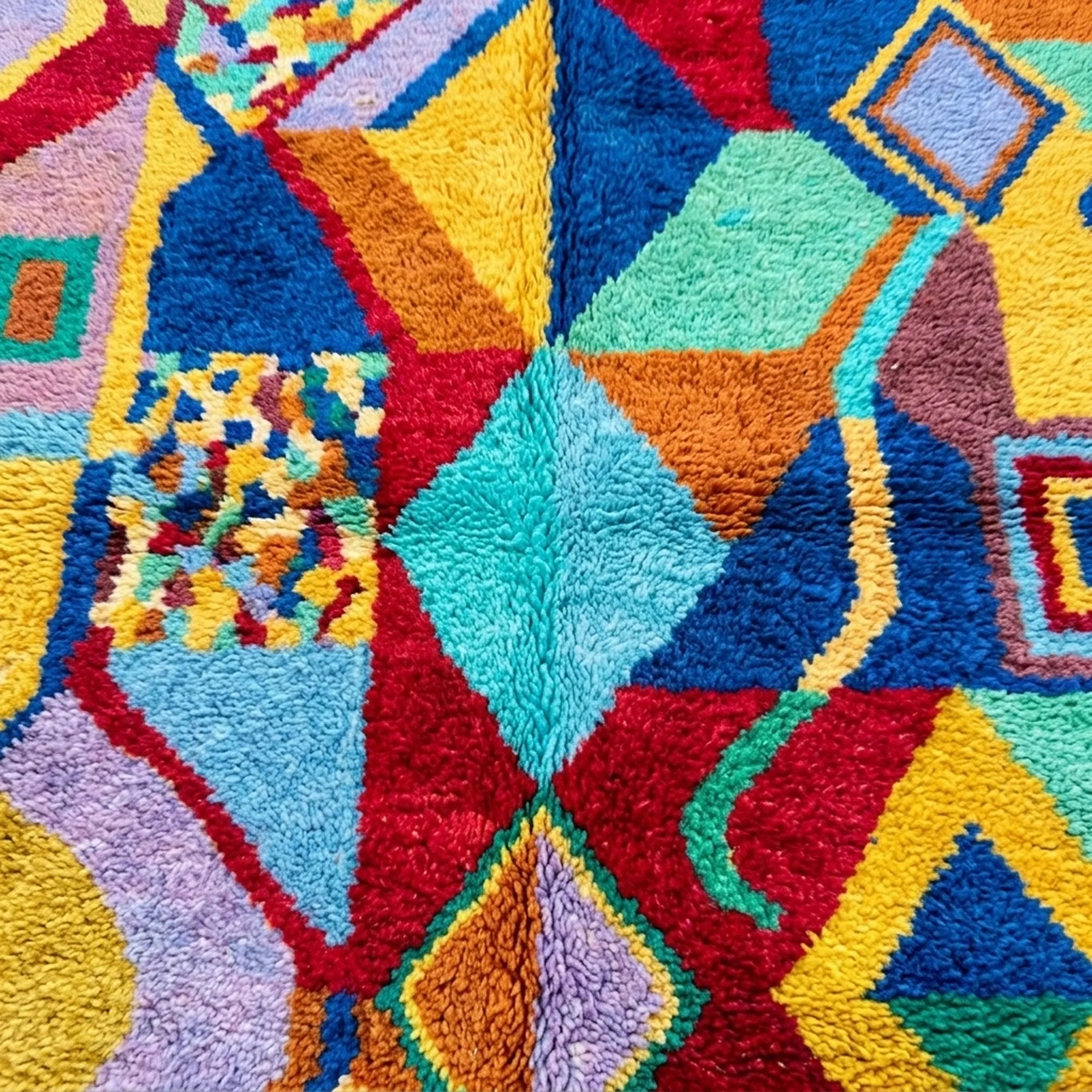 Close-up of the natural wool pile and woven texture of the Tifawt Boujaad rug.