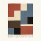 Blue Zanafi rug Telouet with color block mosaic, full rug view