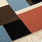 Blue Zanafi rug Telouet color block pattern and flat weave detail