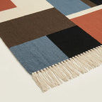 Blue Zanafi rug Telouet color blocks and fringe detail