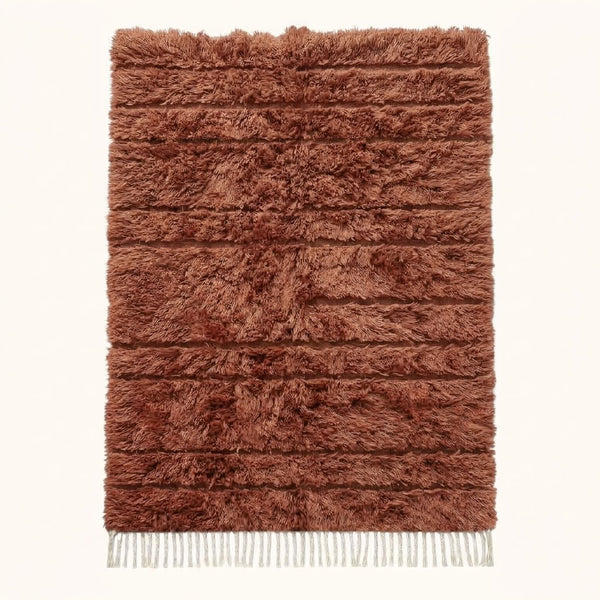 Tapis Mrirt Terracotta – Rayures texturées – Assif