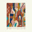 Full view of the Ilyan Boujaad rug in terracotta, blush, teal, navy and ochre with abstract vertical color blocks