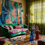 Ayyur colorful Boujaad rug styled in an interior setting.