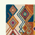 Close-up of the oversized diamond and linear design on the Ayyur Boujaad rug.