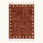 Full view of the Tazrout terracotta and ivory Beni Ourain rug with a square border design.