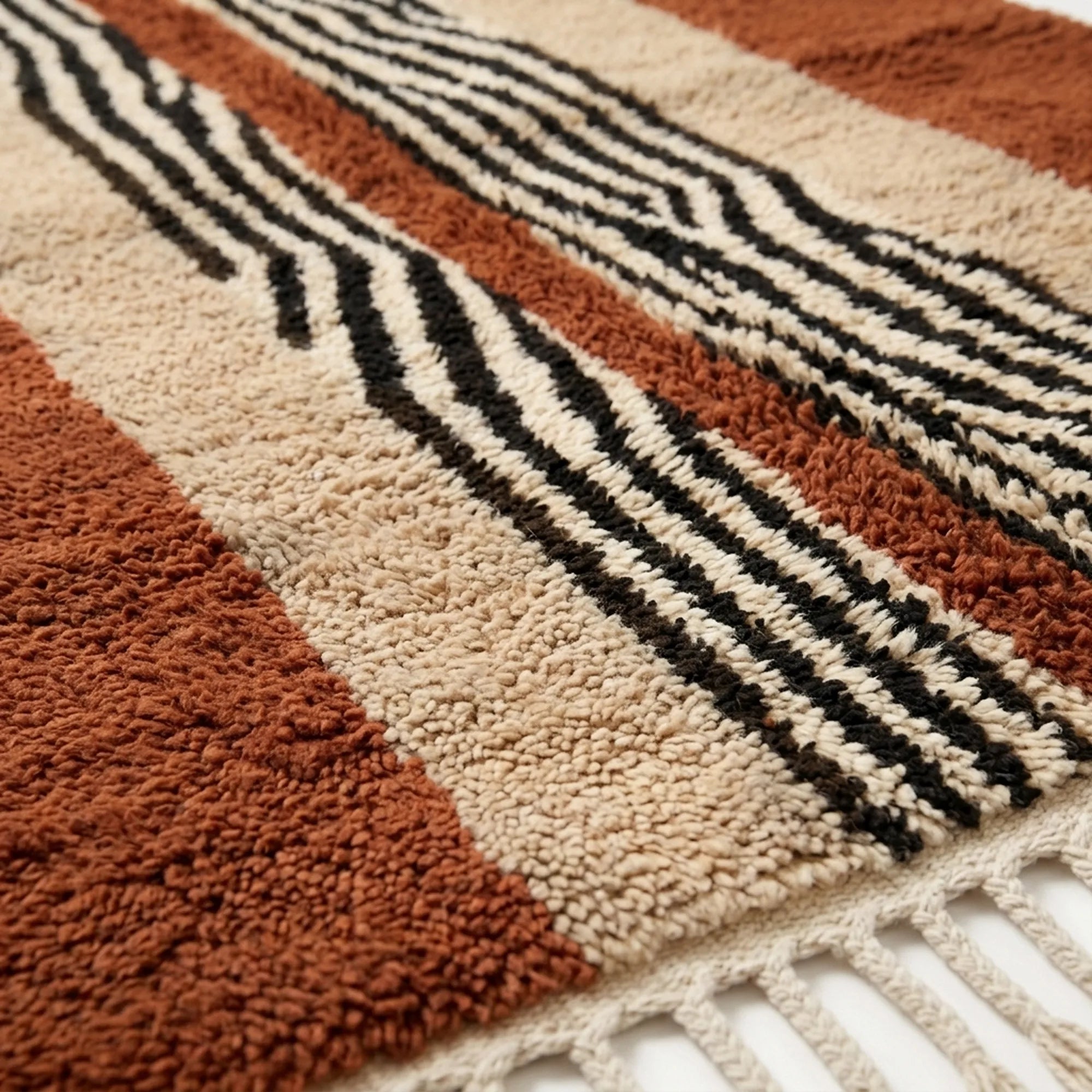 Border detail of the Azar central stripe rug.