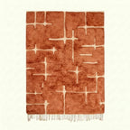 Terracotta and ivory Mrirt rug Tamurt with abstract grid pattern, full rug view