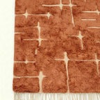 Terracotta and ivory Mrirt rug Tamurt geometric pile detail
